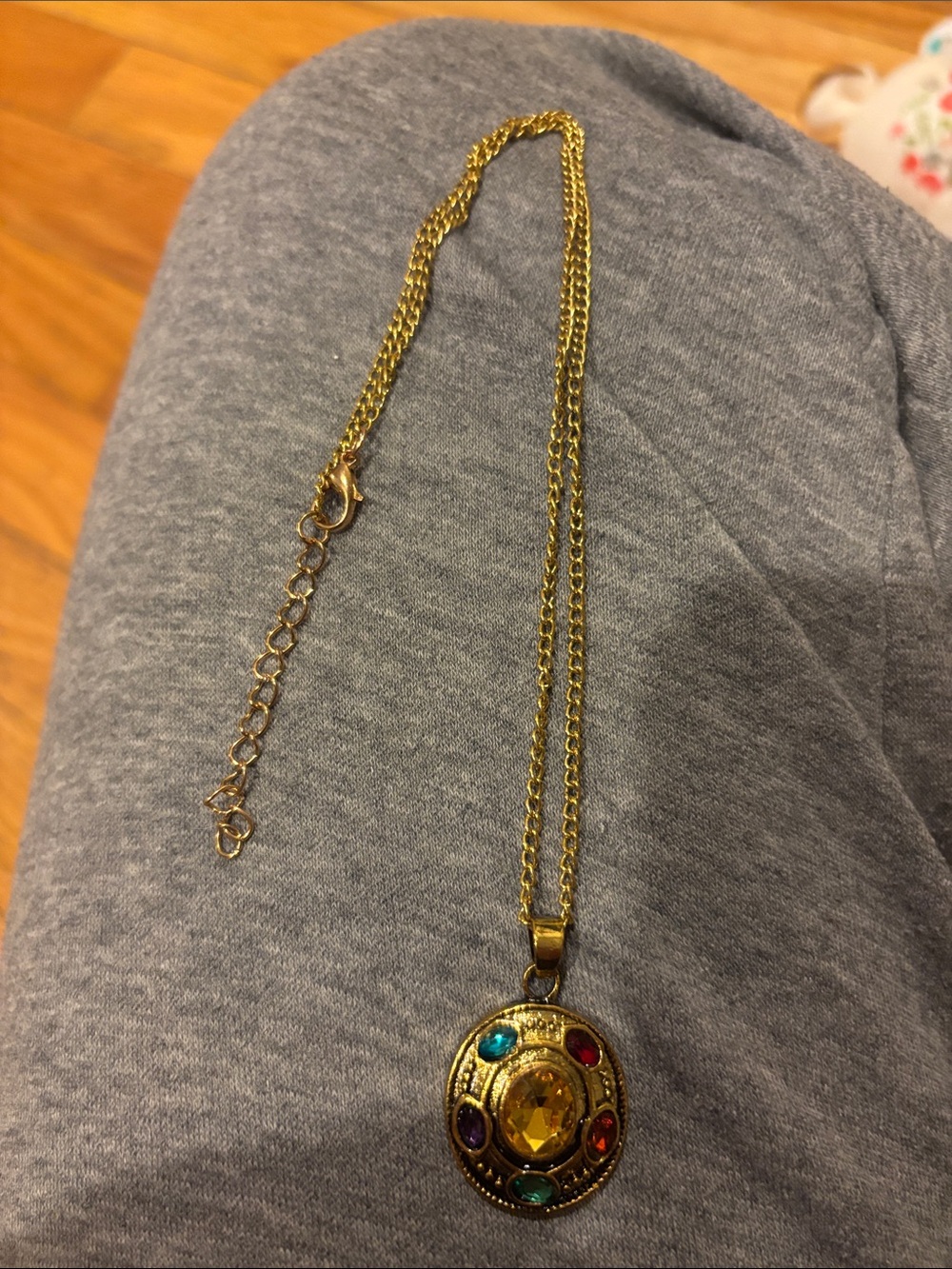 Inspired Gold Multi-Gem Pendant Necklace - Picture 3 of 4